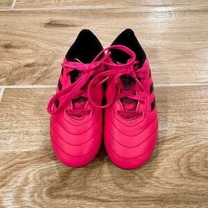 Little Kids Adidas Hot Pink Soccer Cleats With Black Accents Size 11